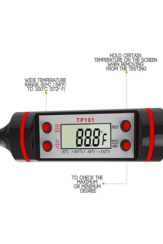 Aveo 1 Adet Dijital Gıda Termometresi Derece Ölçer Gıda Termometresi Süt Maya Yoğurt Mayalama