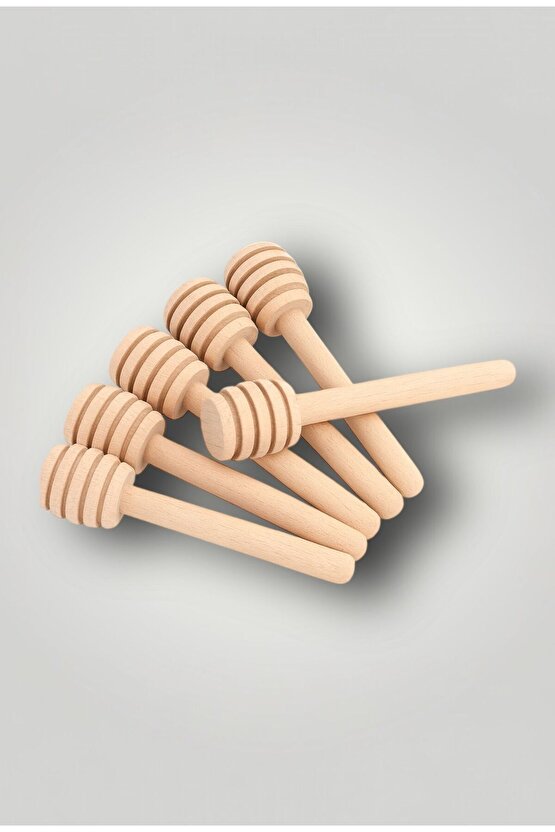 6 Adet Ahşap Bal Kaşığı Seti Bal Damlalığı Bal Servis Kaşığı