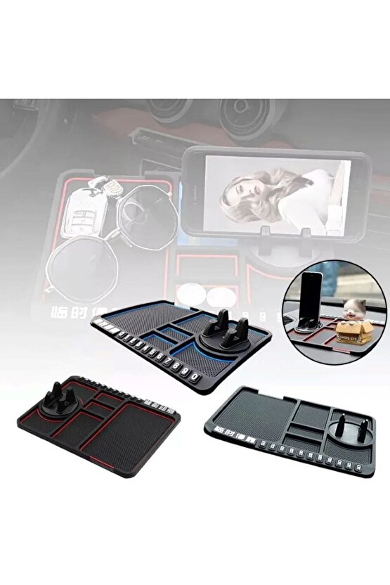 Numaratörlü Ve Telefon Tutacağı Kaydırmaz Ped Yeni Nesil  vakumlu Araç Organizeri