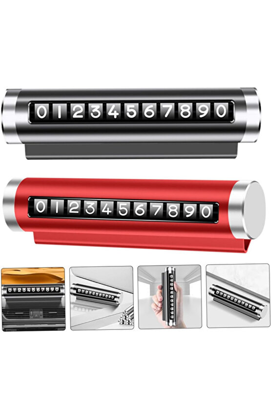 KİRAZEV Metal Kasa Numara Çevirmeli Araç İçi Telefon Numaratör Park Numarası Parkmatik Oto Aksesuar