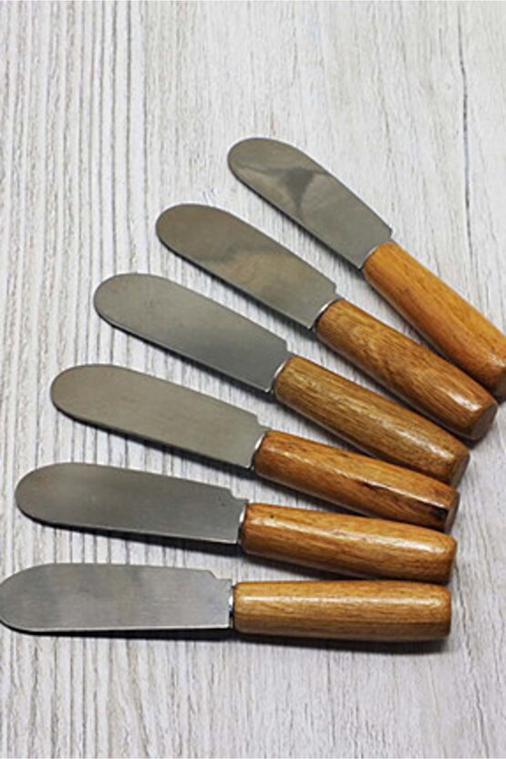 Bambu Saplı Tereyağı Reçel Çikolata Bıçağı Mini Spatula 6 Adet
