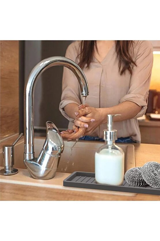 Esnek Silikon Yağdanlık Altlığı Hijyenik Çok Amaçlı Organizer Sabunluk Altlığı 23x10 Cm