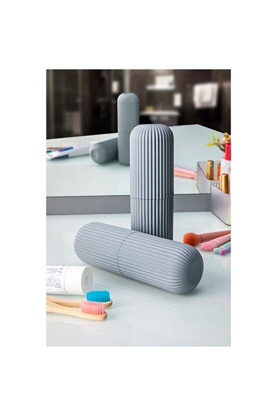 Vien Home Seyahat Aksesuar Taşıma Kabı Makyaj Organizer Çantası Gözlük Kabı Diş Fırçalık Gri Rengi