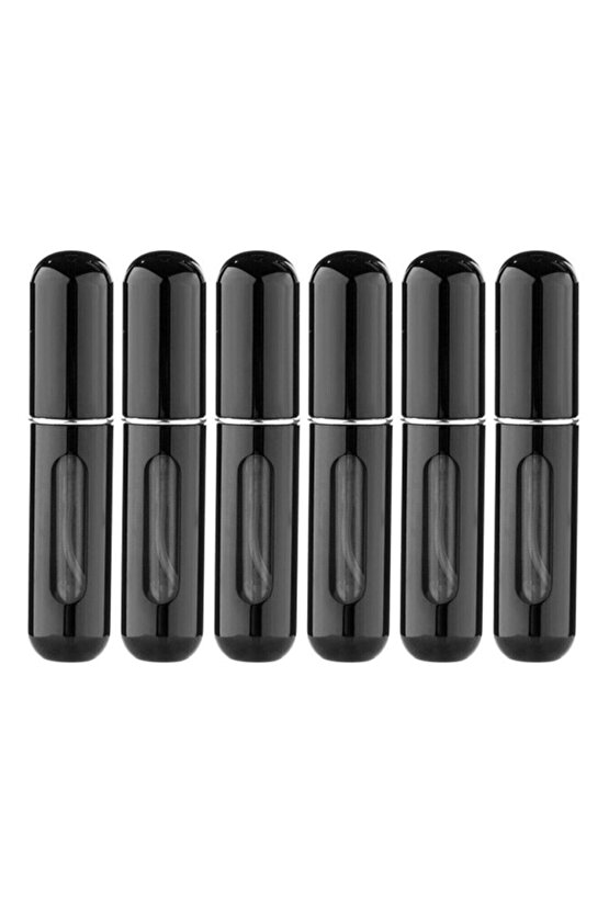 Cep Parfüm Şişesi 5 Ml Doldurulabilir Atomizer - 6 Adet Siyah