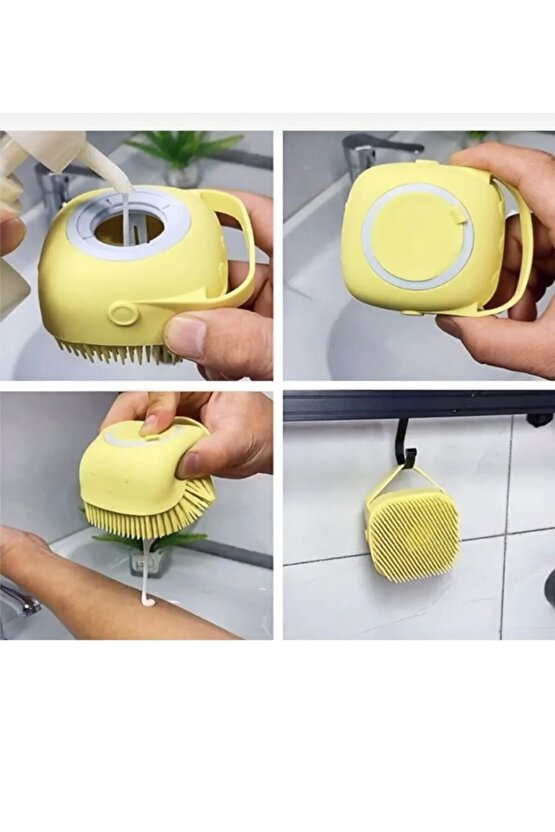 Duş Jeli Hazneli Silikon Fırça Kese Çok Amaçlı Vücut Temizleme Kesesi Banyo Lifi 1 Adet