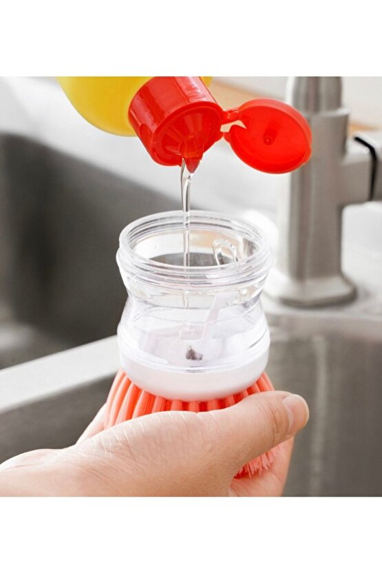 Bulaşık Yıkama Fırçası Deterjan Hazneli Çok Amaçlı