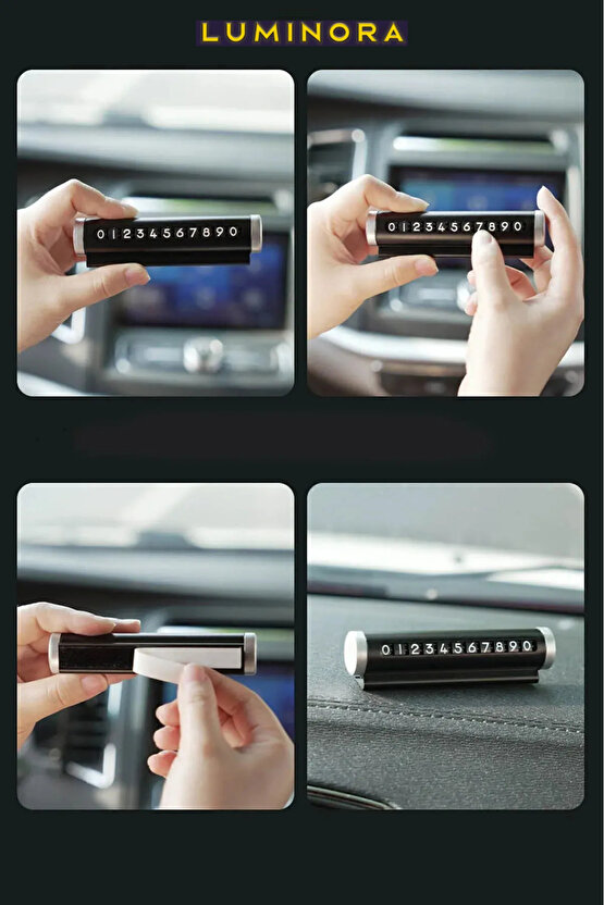 Alüminyum Kasa Çevirmeli Araç Içi Park Telefon Numaratörü Park Numarası Parkmatik Siyah