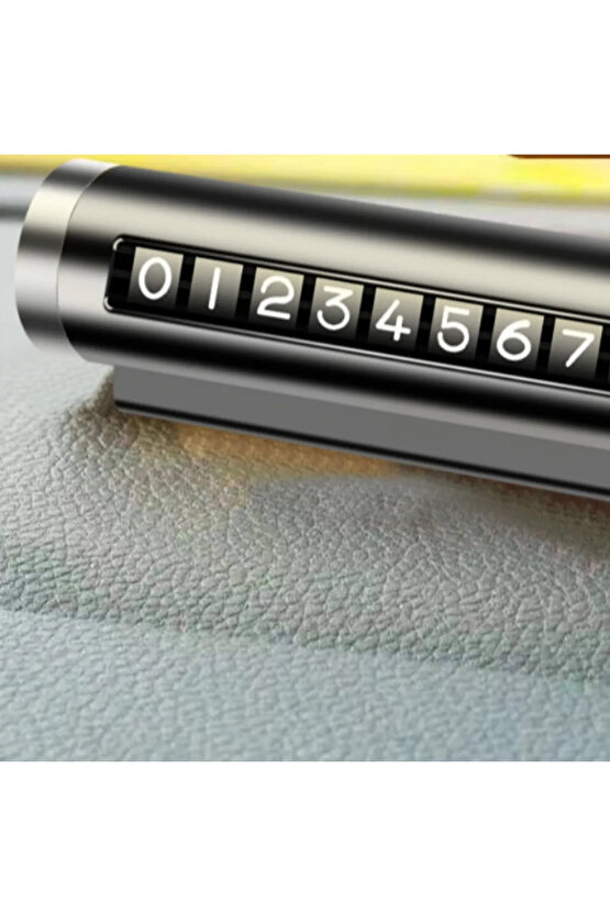 Alüminyum Kasa Çevirmeli Araç Içi Park Telefon Numaratörü Park Numarası Parkmatik Siyah