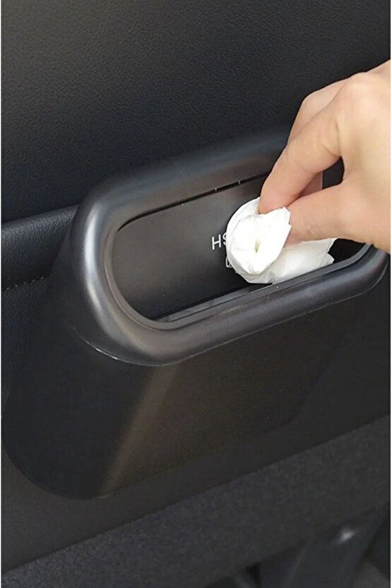 Araba Çöp Kutusu Siyah Portatif Araç İçi Taşınabilir Kapaklı Organizer Çöp Kovası