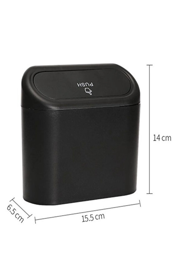 Araba Çöp Kutusu Siyah Portatif Araç İçi Taşınabilir Kapaklı Organizer Çöp Kovası