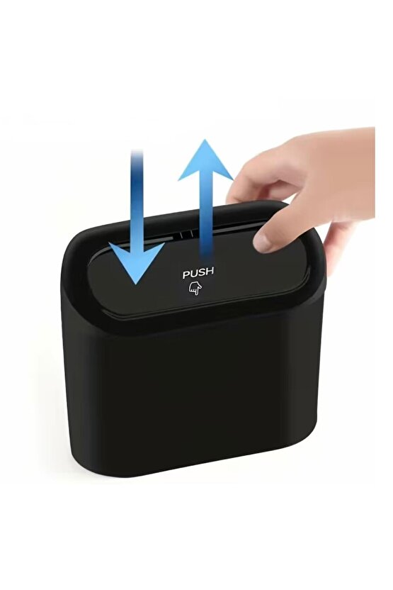 Araç İçi Çöp Kovası Kapaklı Siyah