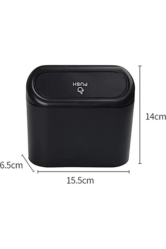 Araba Çöp Kutusu Araç Içi Taşınabilir Kapaklı Organizer Çöp Kovası Itme Kapaklı Kova