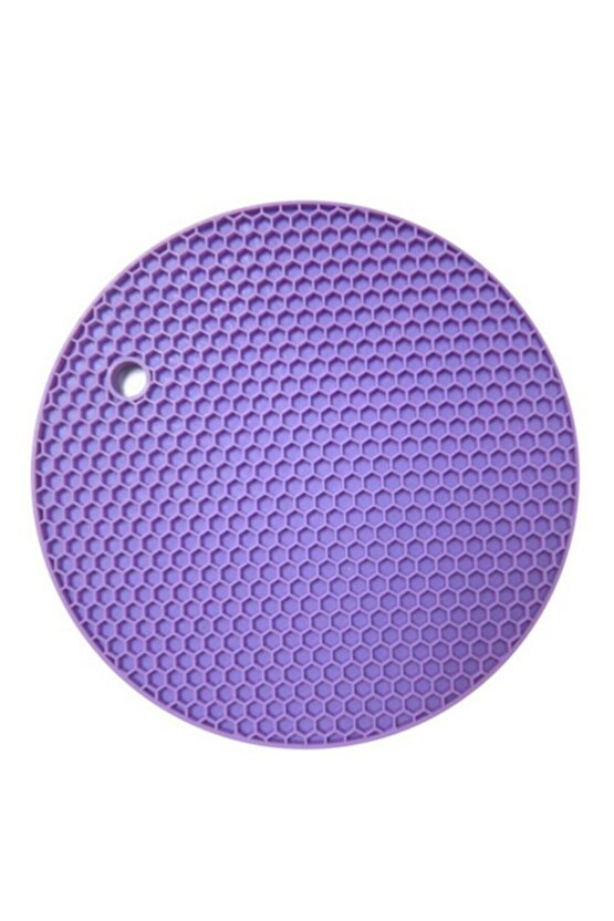 Yanmaz Yapışmaz Yuvarlak Altıgen Desenli Silikon Nihale Tencere Demlik Altlığı