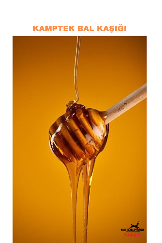 Kamptek Ahşap Organik Ahşap Bal Kaşığı Kayın Ağacı 2 Adet 15 Cm