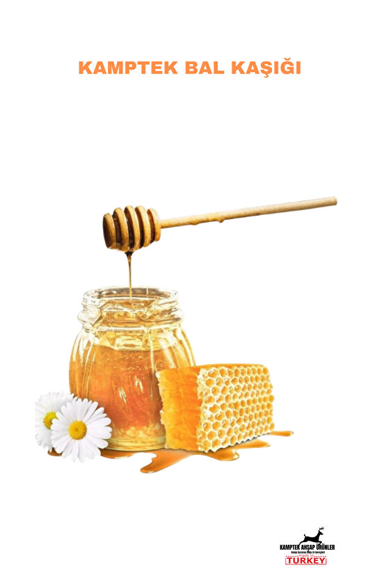 Kamptek Ahşap Organik Ahşap Bal Kaşığı Kayın Ağacı 2 Adet 15 Cm