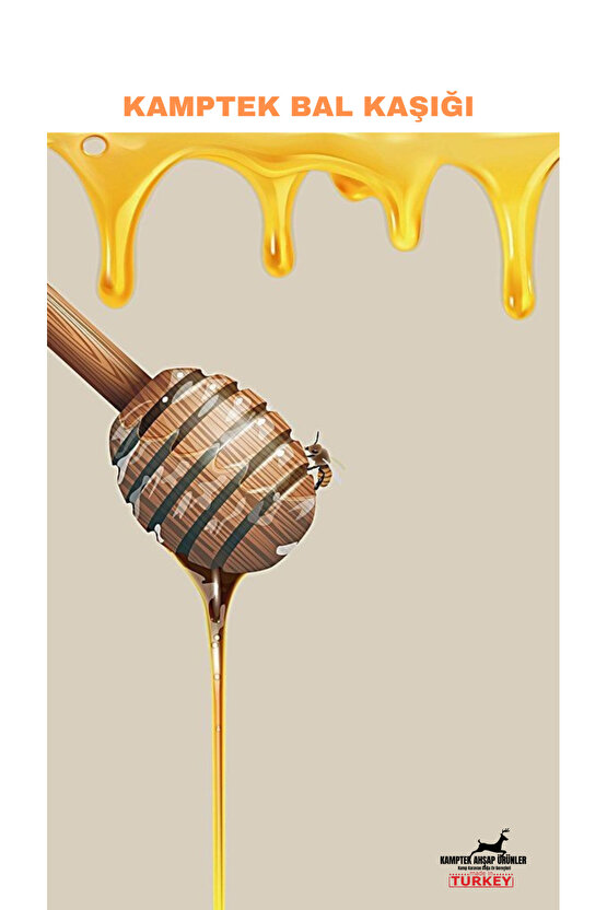 Kamptek Ahşap Organik Ahşap Bal Kaşığı Kayın Ağacı 2 Adet 15 Cm