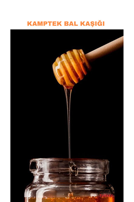 Kamptek Ahşap Organik Ahşap Bal Kaşığı Kayın Ağacı 2 Adet 15 Cm