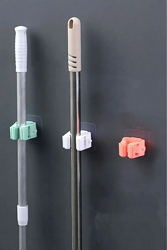 Duvar Tipi Mop Sopa Tutacağı Kendinden Yapışkanlı Güçlü Tutucu