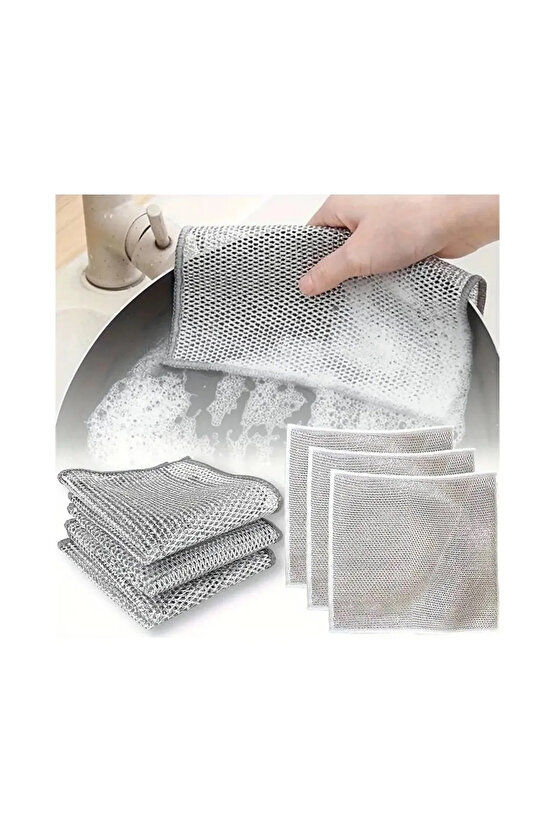 (5 Adet) Zor Kir Bezi, Inox Telli Bulaşık Bezi, Mutfak ve Banyo Bezi