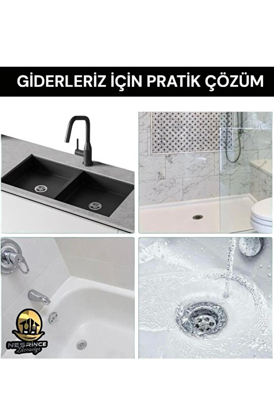 Yeni Nesil Kendinden Yapışkanlı Pislik Tutucu Banyo - Mutfak Gider Filtresi (6 Adet)