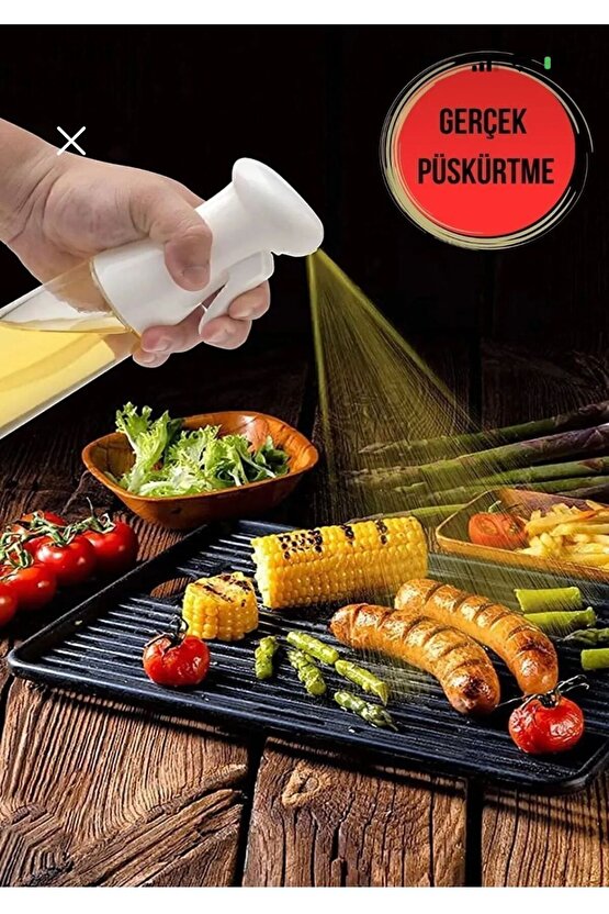 . Püskürtmeli Air Frey Cam Sprey Yağ Şişesi Zeytinyağı Limon Püskürtücü Yağdanlik 200 MI