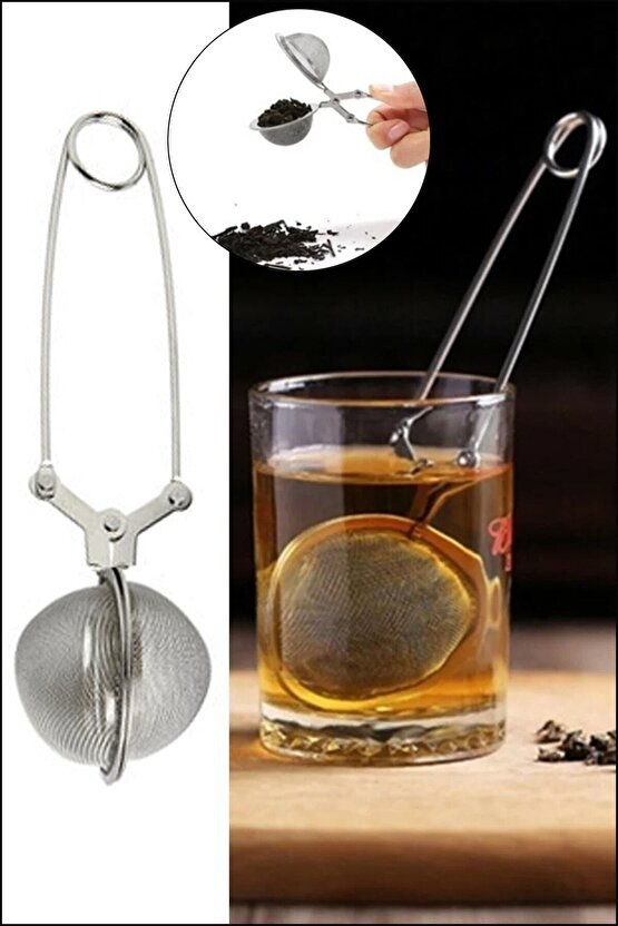 Paslanmaz Çelik Bitki Çayı Süzgeçi , Demleme Maşası 2li