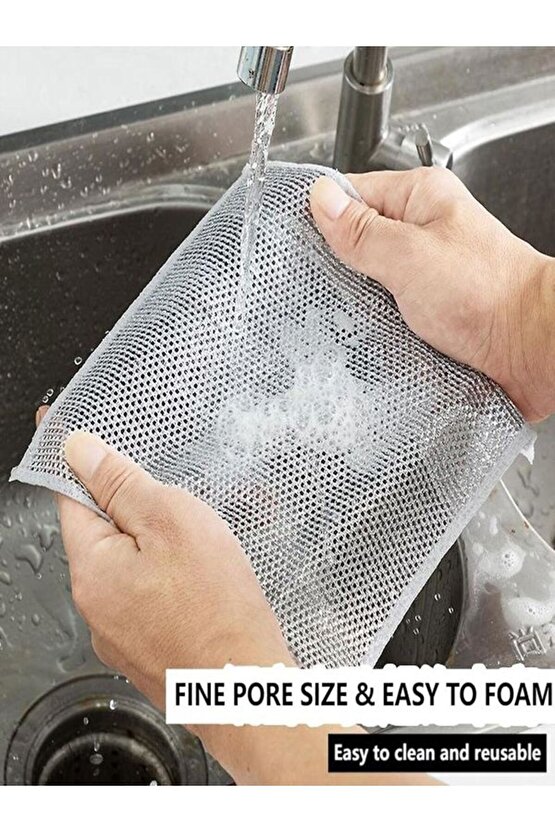 6 Adet Çok Amaçlı Tel Bulaşık Yıkama Bezi Yeni Çok Fonksiyonlu Çizilmez Bez Sihirli Bez Gri