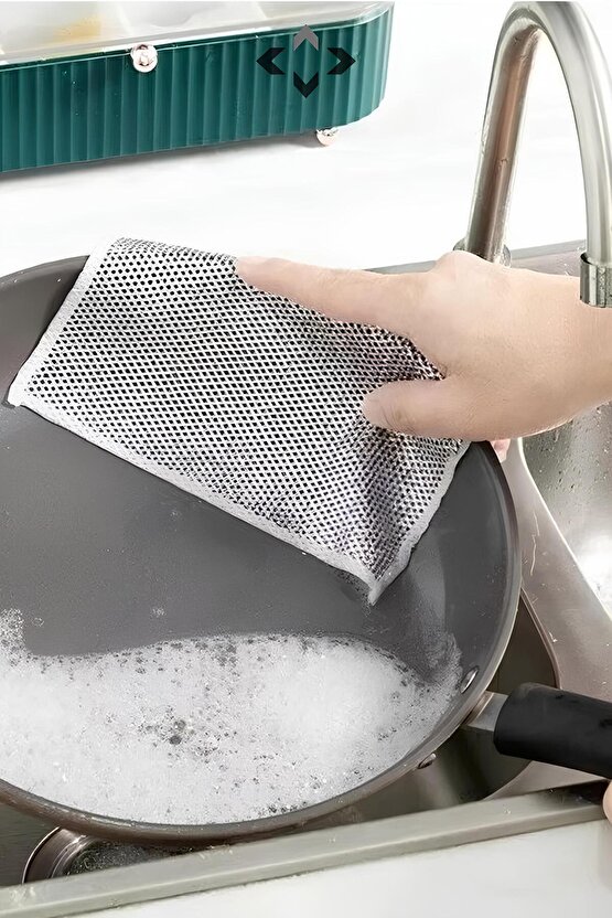 5 Adet Tel Bulaşık Bezi Çizmez Bulaşık Teli Çelik Bez 20x20 Çift Katmanlı