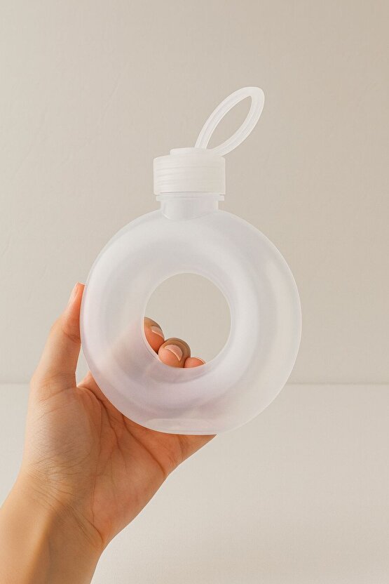 Taşınabilir Yuvarlak Halkalı Su Matarası – Şeffaf- 500 ML