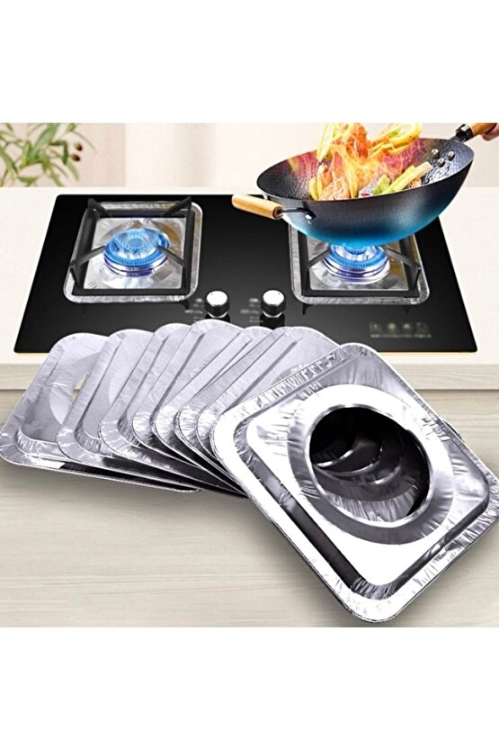 Ocak Üstü Leke Önleyici Yıkanabilir Isıya Dayanıklı Izgara Koruyucu Folyo 10 Adet