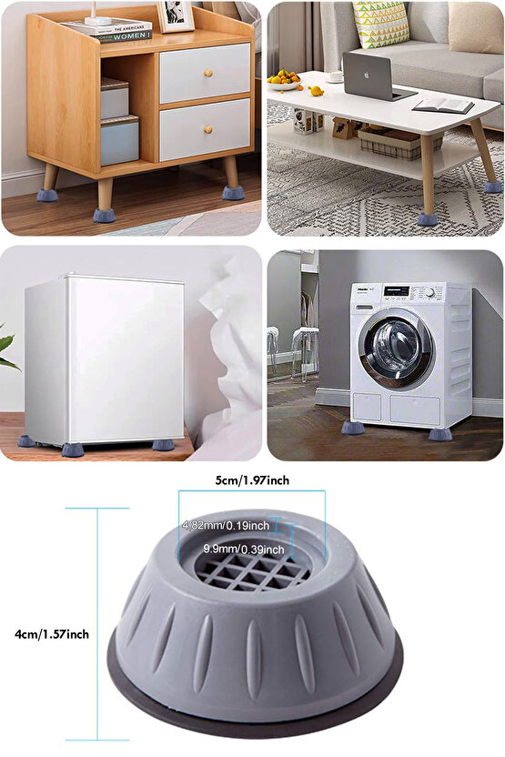 4lü Çamaşır Makinesi Altlığı Titreşim Sarsıntı Önleyici Kaydırmaz Stoper Sağlam Ayak sofra ve mutfak