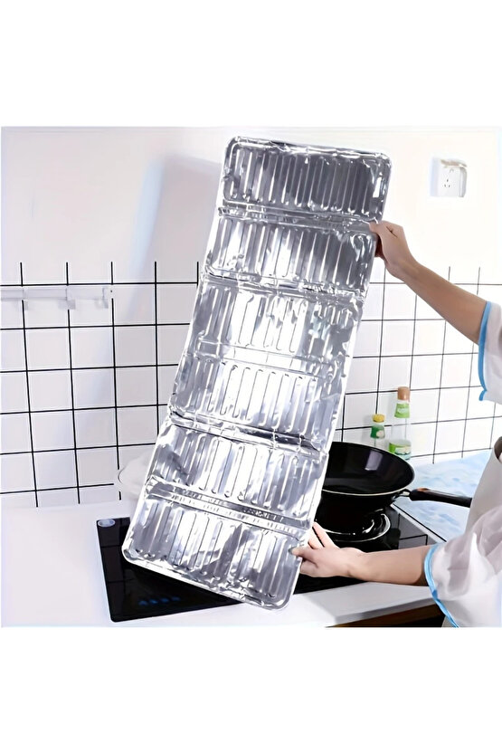 1 Adet Yağ Sıçratmaz FOLYO Ocak Arkası Koruyucu Panel 32,5×84cm Alüminyum Leke Önleyici
