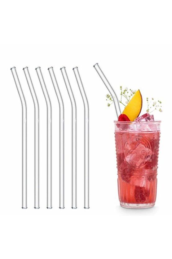 Eğik Cam Pipet,kırılmaz Kalın Cam Yıkanabilir Eğimli Cam Pipet (6 Adet)