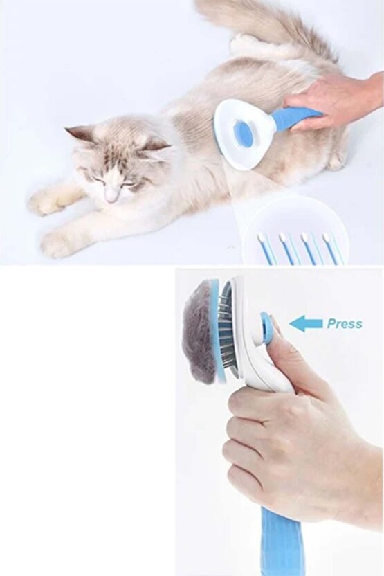 Kedi köpek bakım fırçası otomatik temizlenen basmalı kedi fırçası