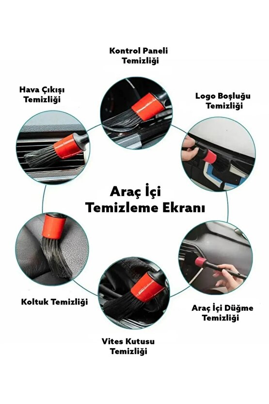 Oto Detay Fırçası Seti 5li Kaliteli Detaylı Farklı Boyutlar,5li Araba Fırçası