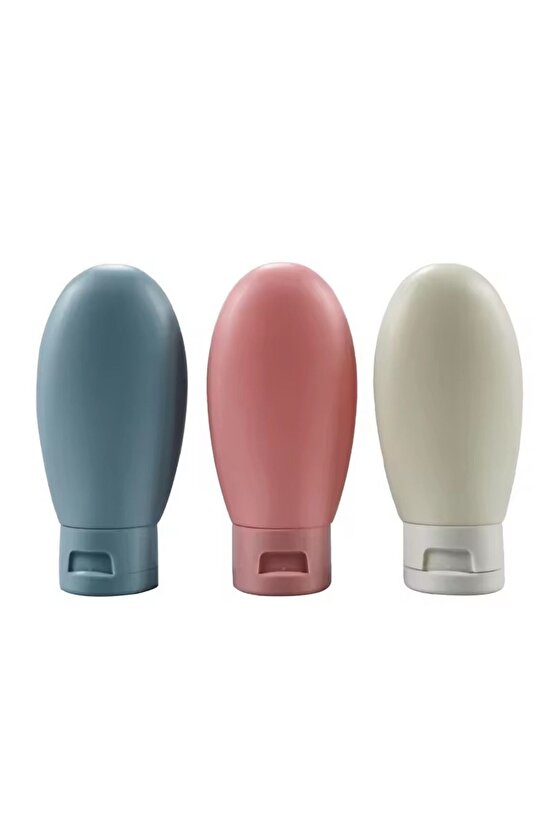 Aveo 3 Adet MAVI RENK Seyahat Tipi Doldurulabilir Şampuan Duş Jeli Sprey Losyon Şişe Krem Kutu 60 Ml