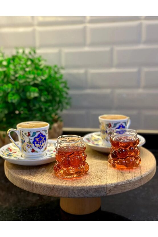 6lı Üzüm Bardak Seti, Bubble Bardak, Bulut Bardak, Kahve Yanı Sunum Bardağı