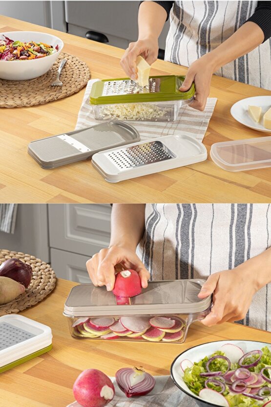 Tfstronger 3 Farklı Bıçaklı Saklama Kapaklı Rende Seti