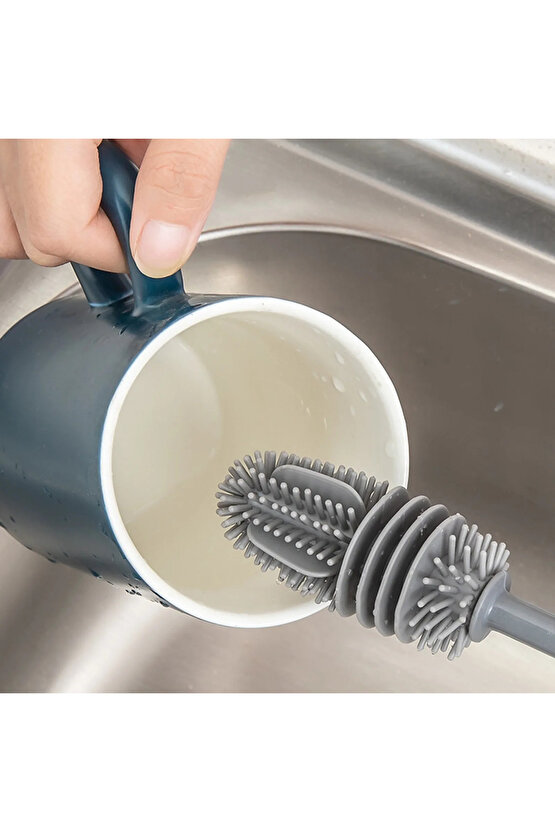 Yeni Sezon Silikon Uzun Saplı Bardak Biberon Termos Matara Kavanoz Yıkama Fırçası 1 adet 30cm