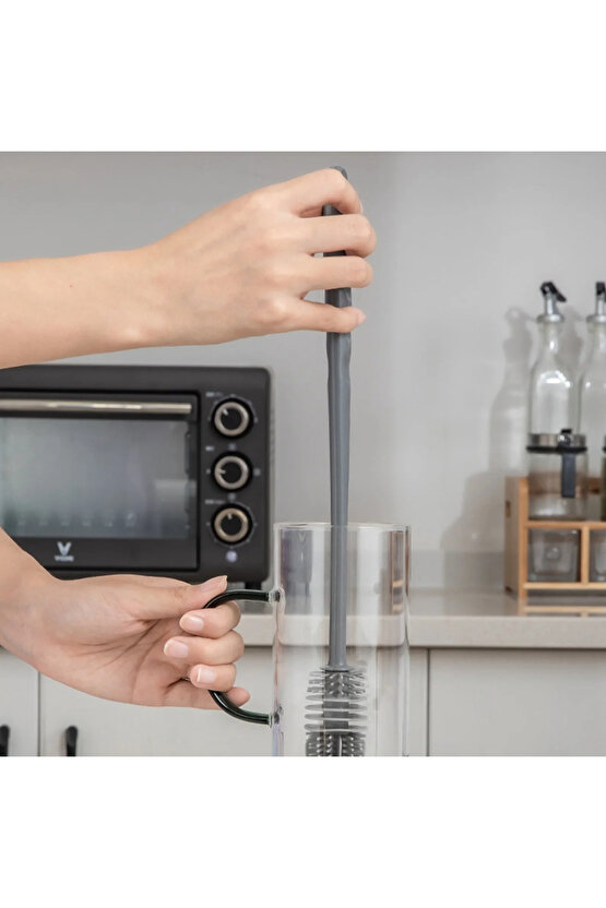 Yeni Sezon Silikon Uzun Saplı Bardak Biberon Termos Matara Kavanoz Yıkama Fırçası 1 adet 30cm