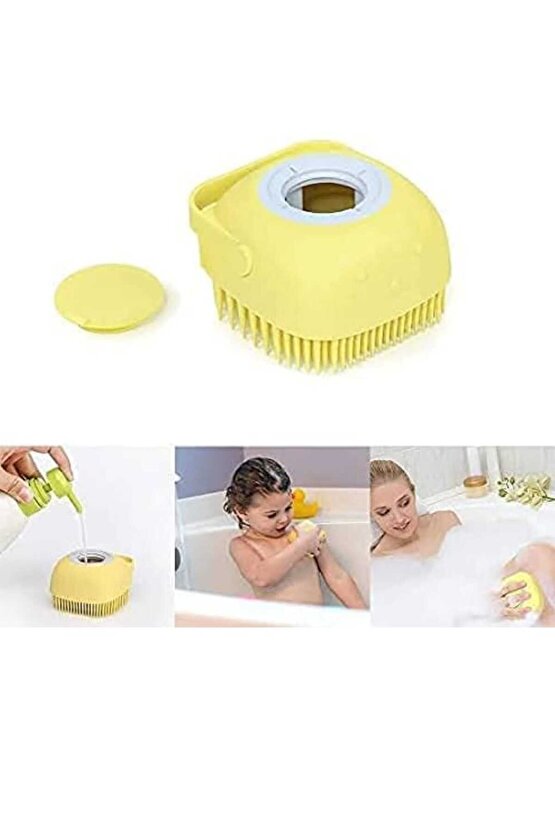 Silikon Banyo Duş Jeli Kesesi Hazneli Şampuan Peeling Vücut Masaj Fırçası