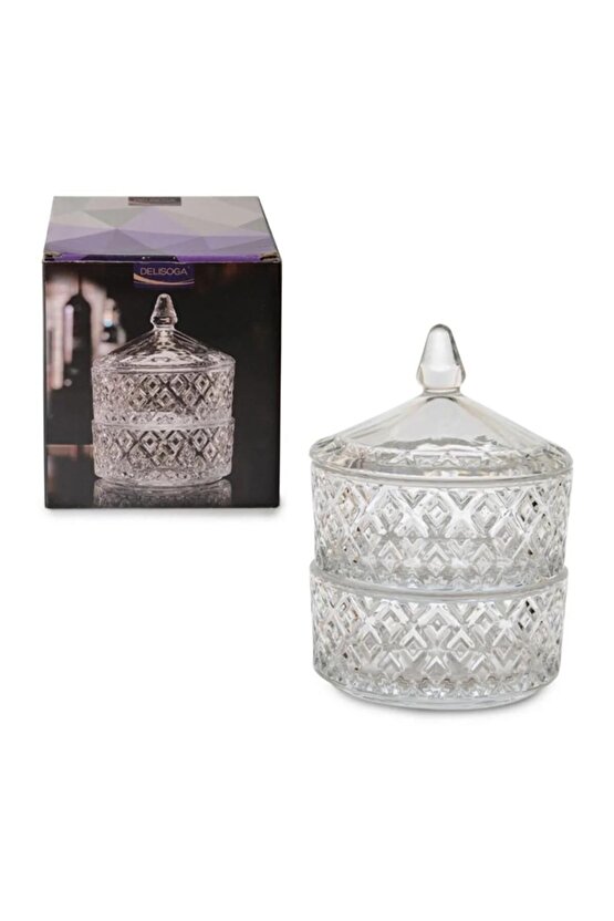 Kristal Kesme 2li Cam Lokumluk & Şekerlik,baharatlık