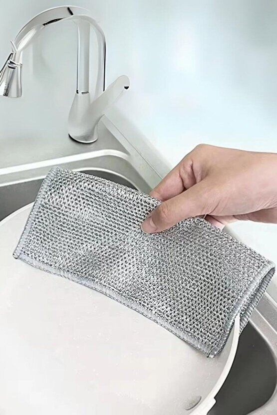 4Lü Zor Kir Bezi, Inox Telli, Bulaşık Teli Bezi, Mutfak Banyo Bezi, Çok Amaçlı Temizlik Bezi