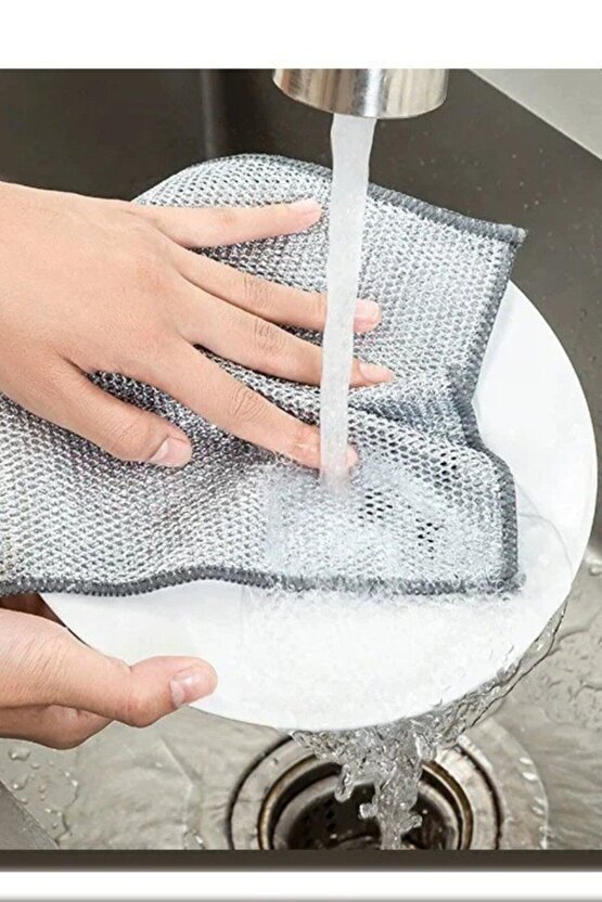 4Lü Zor Kir Bezi, Inox Telli, Bulaşık Teli Bezi, Mutfak Banyo Bezi, Çok Amaçlı Temizlik Bezi