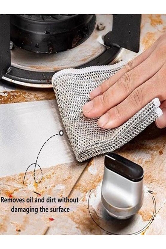 6 Adet Tek Katlı Çok Amaçlı Tel Bulaşık Yıkama Bezi Çok Fonksiyonlu Çizilmez Sihirli Bez 6 Lı Paket