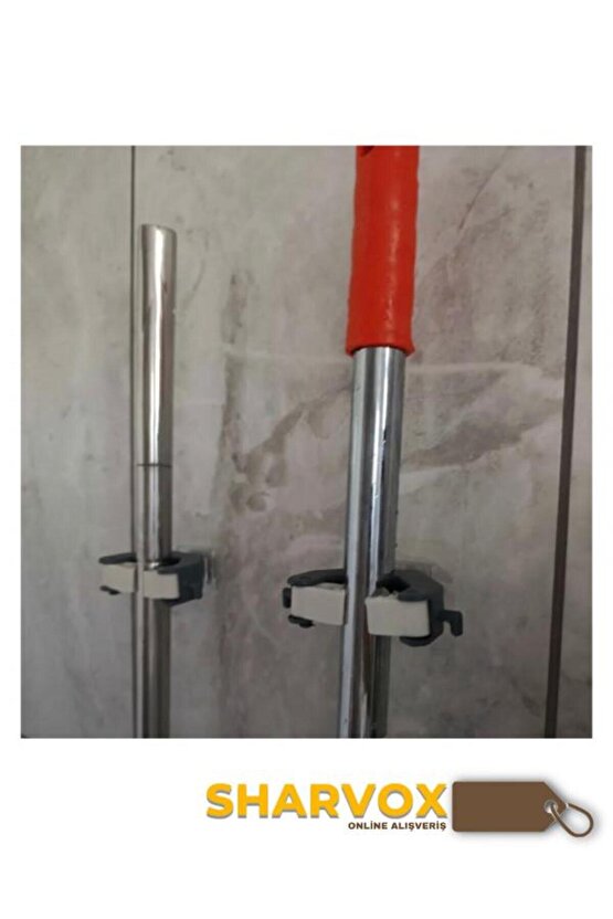 3Lü Set Çok Amaçlı Mob Askısı Sap Tutucu Mutfak ve Banyo Askısı Paspas,Süpürge