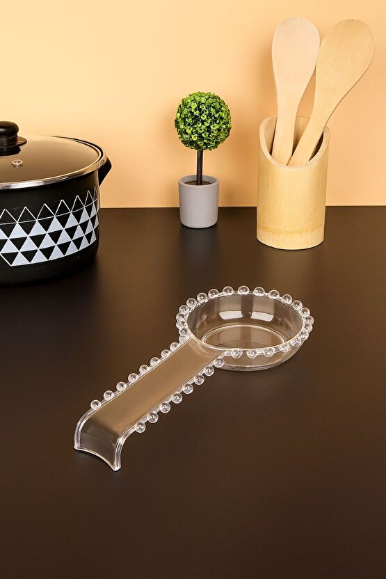 Şeffaf Cam Görünümlü Plastik Kaşık Altlığı