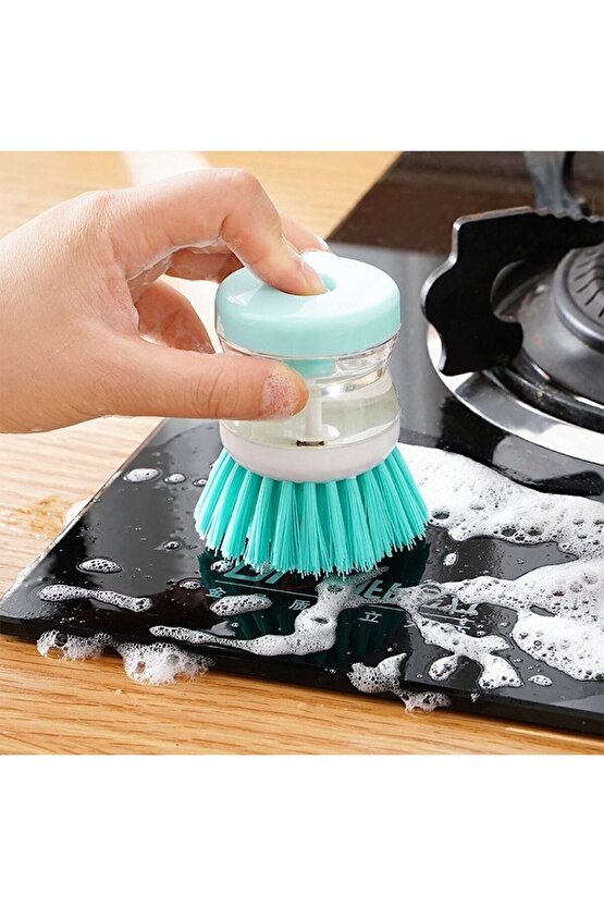 2 adet Deterjan Hazneli Kullanışlı Banyo Bulaşık Fırçası Butonlu Kullanımı Kolay
