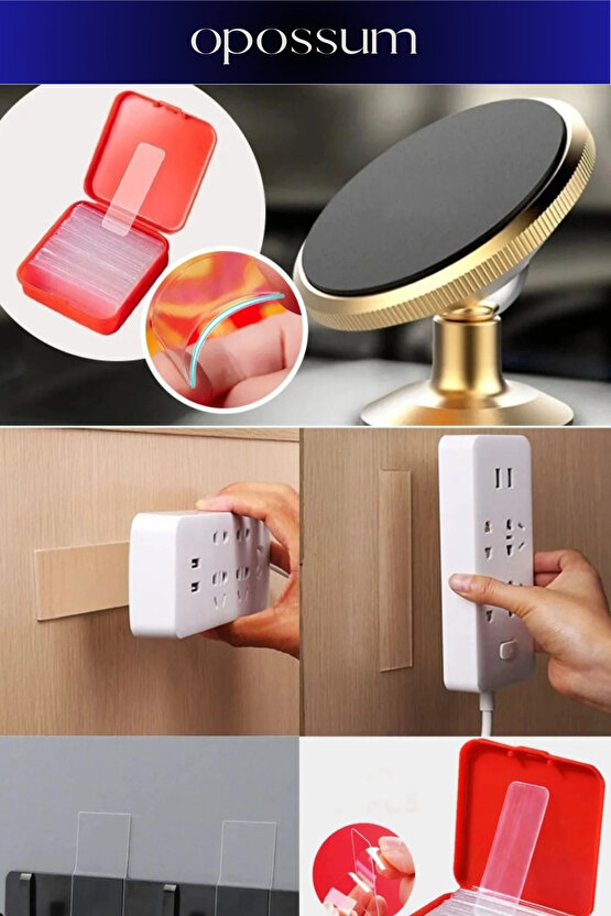 Özel Üretim Süper Güçlü Kolay Çıkarılabilir Çok Amaçlı 60 Parça Çift Taraflı Şeffaf Bant 1 Adet