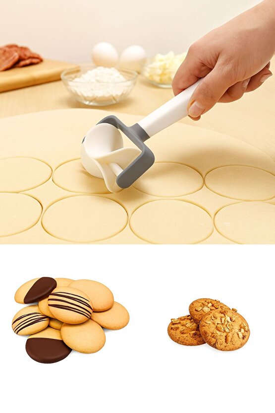 Döner Başlıklı Kurabiye ve Hamur Kesici Rulo – Pratik Mutfak Aparatı